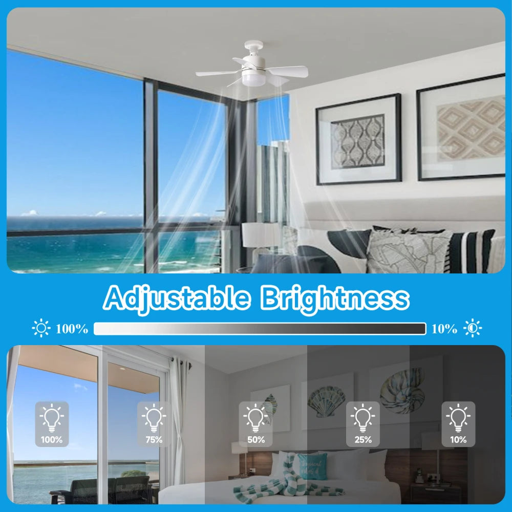 Confezione da 1/2 Pezzi: Ventilatore da Soffitto con Luce LED da 30W, Telecomando e Dimmer, Base E27, Ideale – foto 4