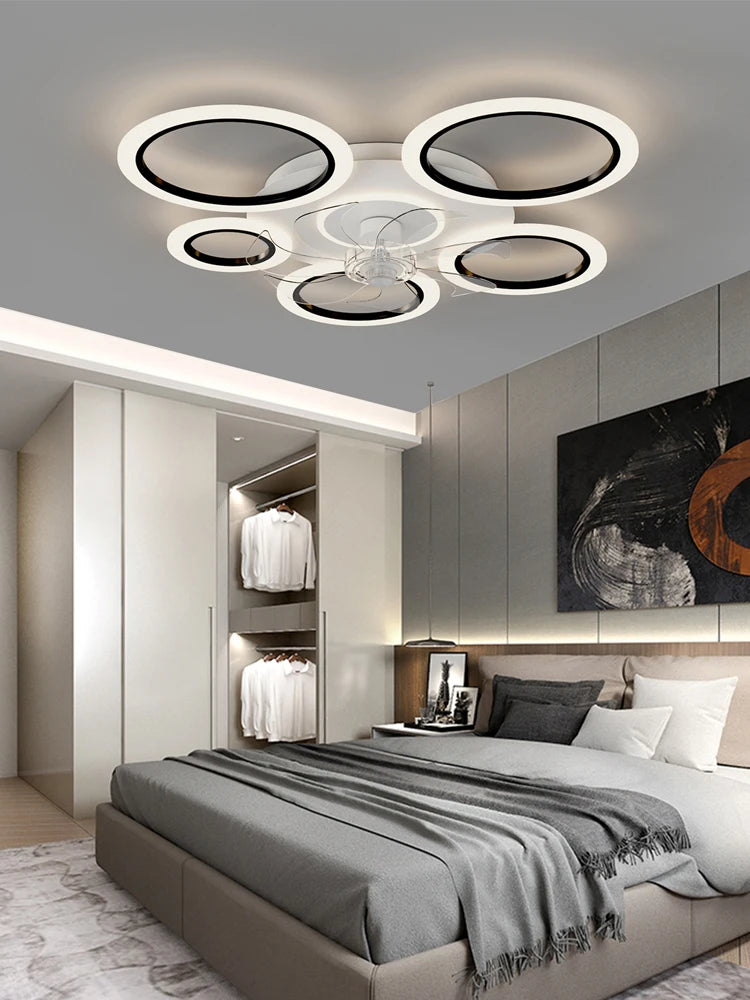 Ventilatore da Soffitto Moderno Bianco Minimalista con Luce, Controllo Intelligente, Sistema di Illuminazione