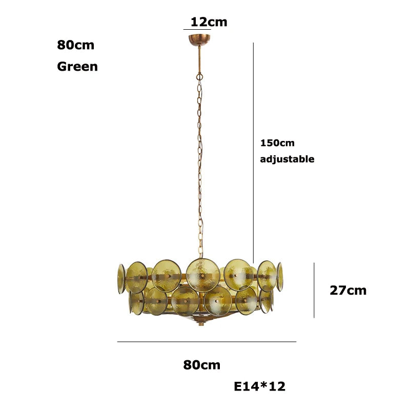 Lampadario in vetro artistico E14, 60 cm, 3 colori – dettaglio 13
