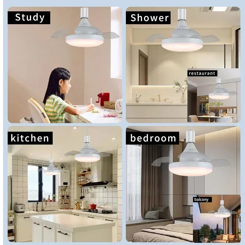 Ventilatore da soffitto 2-in-1 con luce e telecomando, ventola a LED con attacco E27, ventilatore a spirale – foto 4