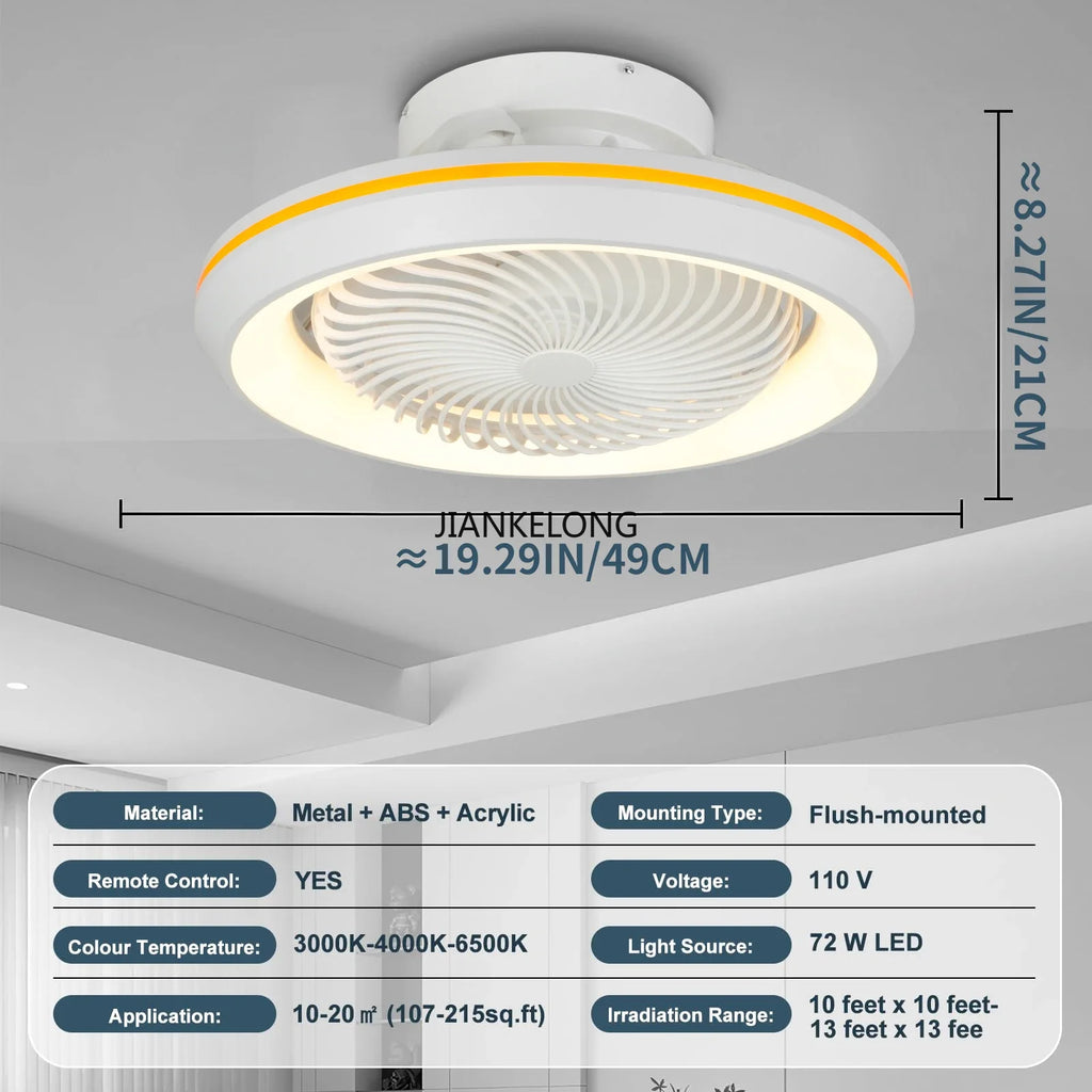 Ventilatore da soffitto rotante 360°, 49 cm, luce 3 colori – dettaglio 4