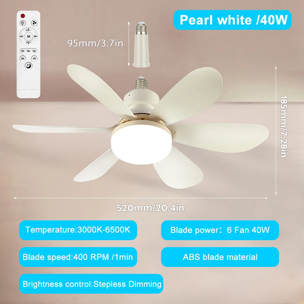 Ventilatore da soffitto con luce E27 e telecomando, 20-40W – dettaglio 10