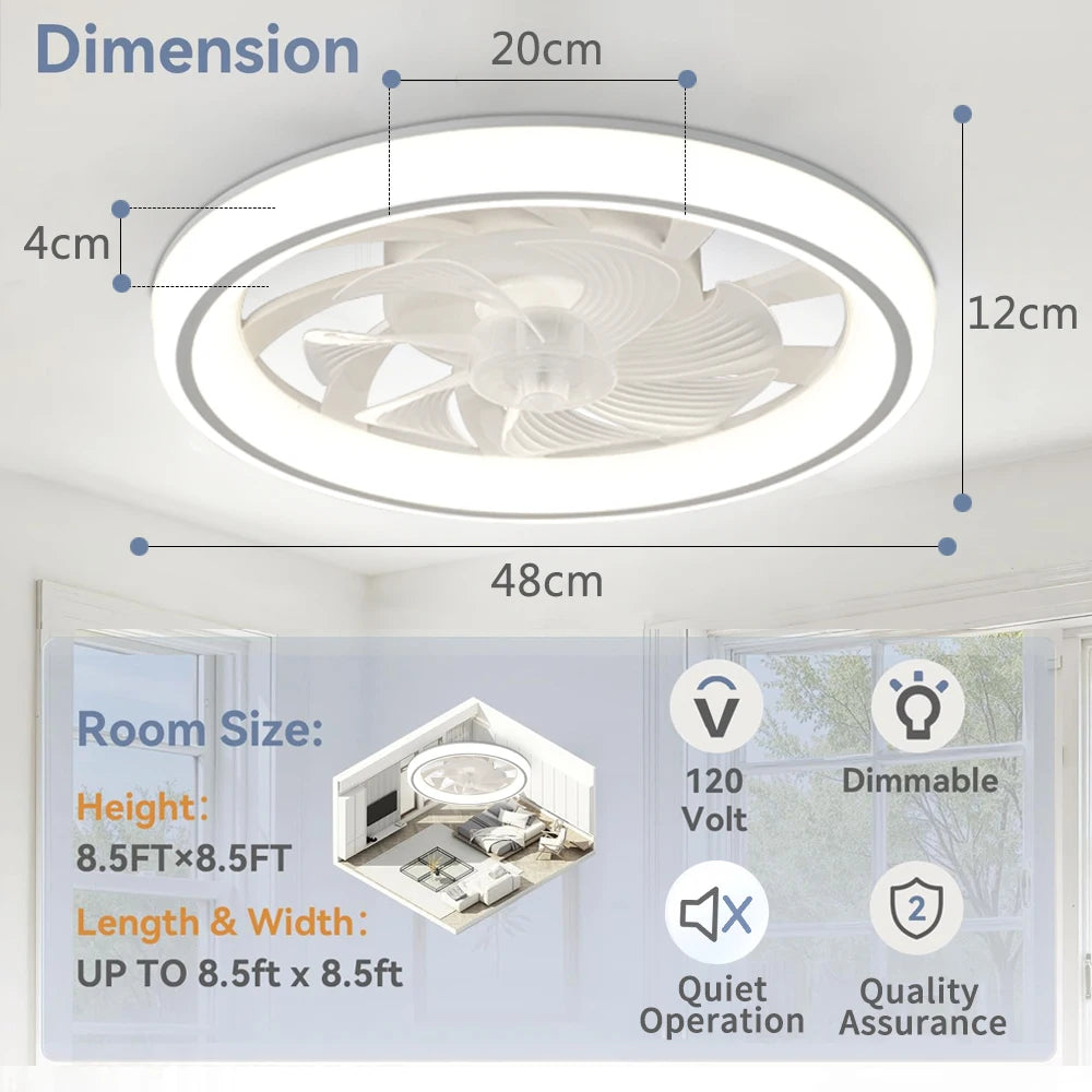 Ventilatore da soffitto smart 6 velocità con luce dimmerabile – dettaglio 4