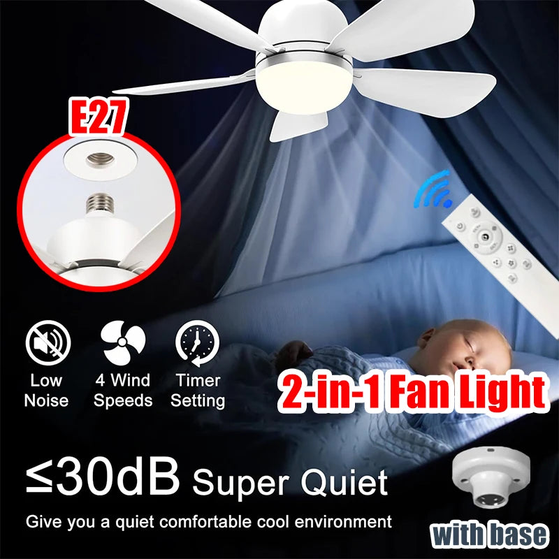Ventilatore da soffitto 2 in 1 da 16 pollici con luce Ventilatore con telecomando Luci dimmerabili Presa E27