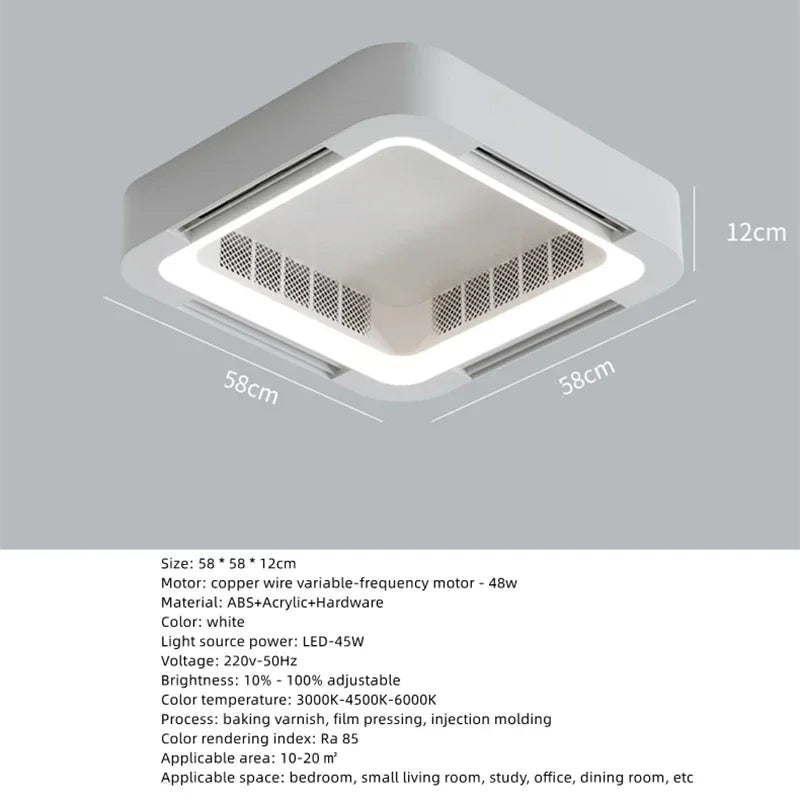 2025 Lampada da soffitto invisibile senza lama con telecomando leggero senza pale Circolatore LED DC – foto 6