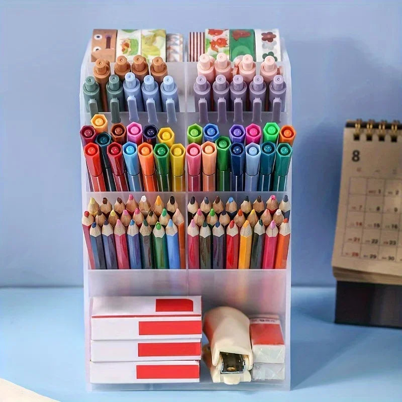 Portapenne organizer da scrivania in plastica trasparente