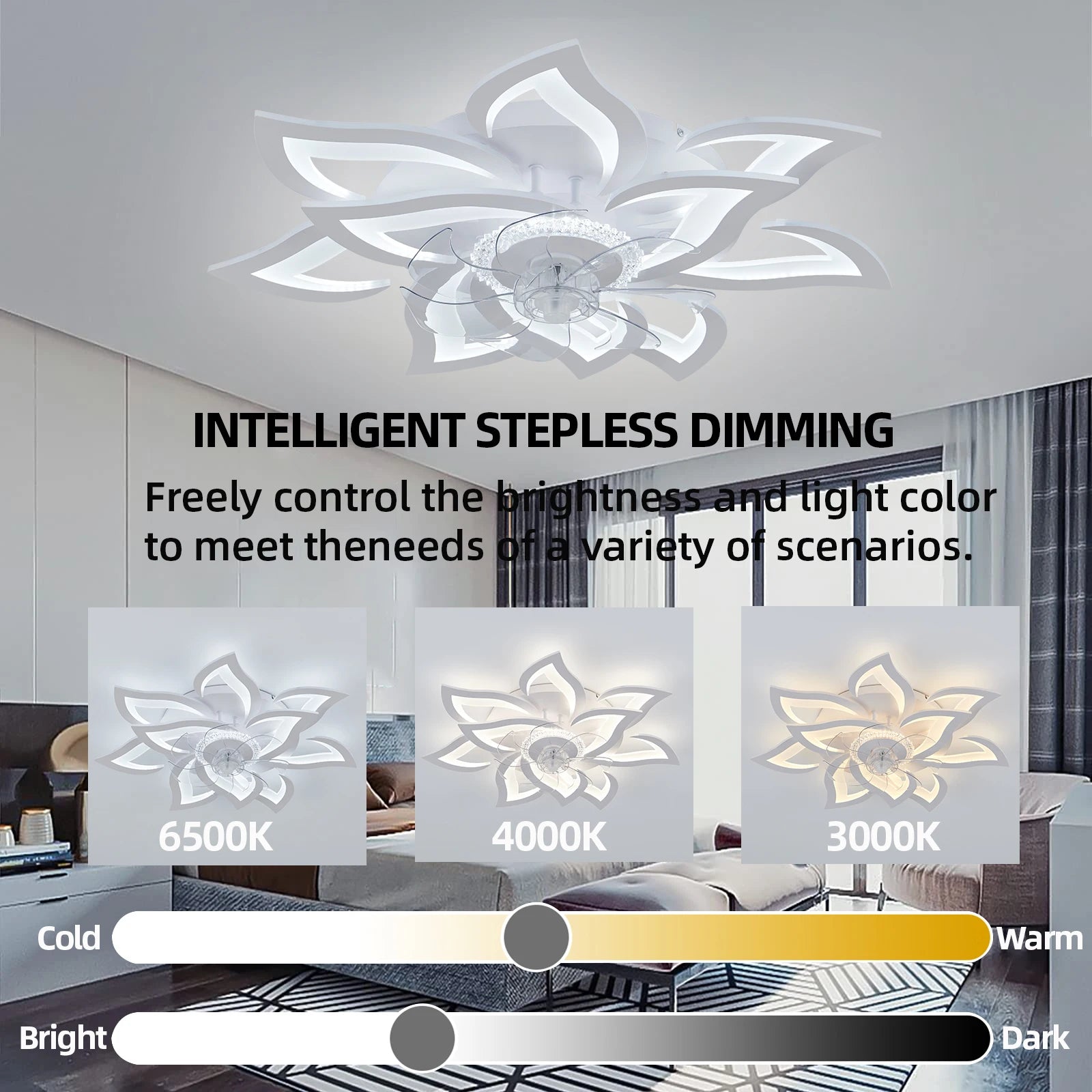 Ventilatore da soffitto di nuovo stile luce moderna del ventilatore a LED 92W ventilatore da soffitto con – foto 4