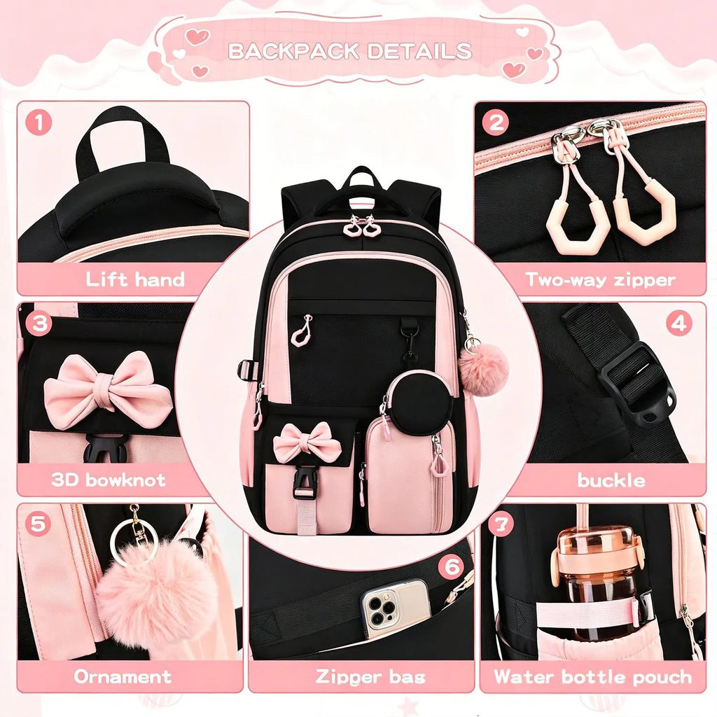 Set zaino scuola per bambine con scomparto per il portatile – foto 3