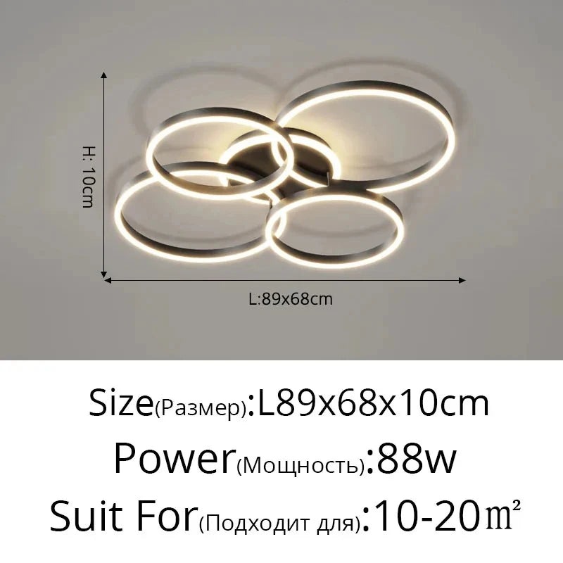 Lampadario Moderno a LED per Interni, Illuminazione a Soffitto per Soggiorno, Studio, Camera da Letto, Anelli Rotondi in Stile Nordico, Decorazione per la Casa
