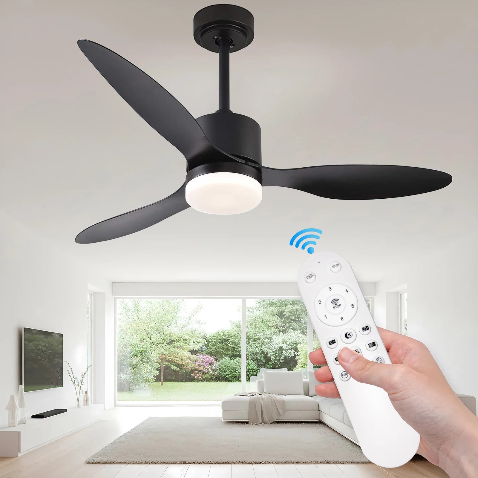 Ventilatore da soffitto a 3 pale con luce LED, 42 o 52 pollici – dettaglio 6