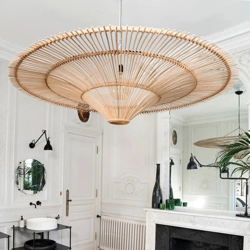 Lampadario in rattan intrecciato, da D60 a D130 cm
