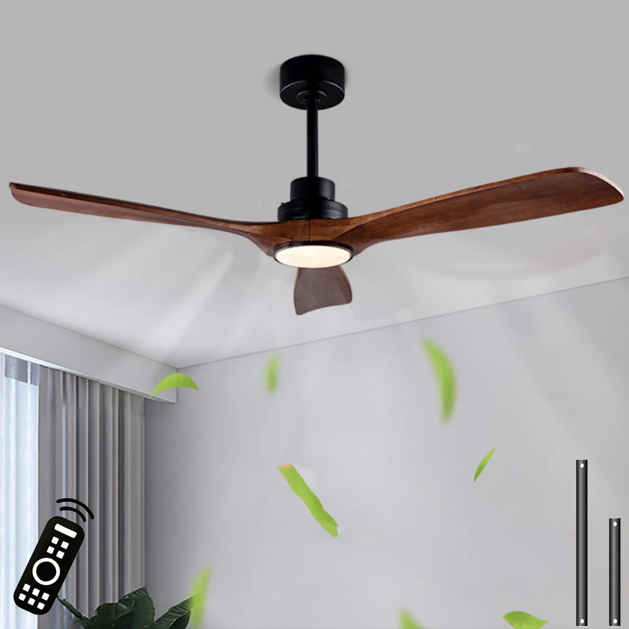 Ventilatore da Soffitto in Legno Massiccio da 42 52 60 Pollici con Luci, Telecomando, Motore DC Silenzioso, 3 – foto 6