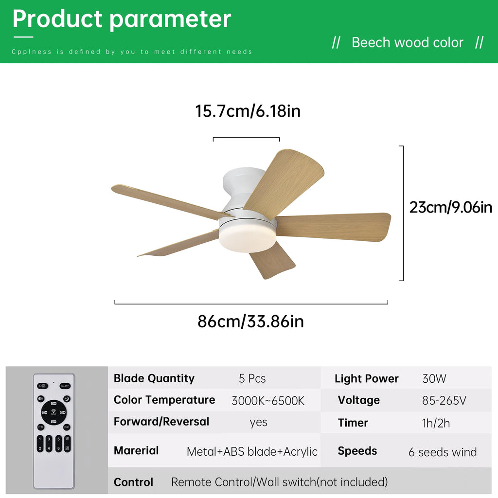 Ventilatore da soffitto moderno con luce, adatto per interni ed esterni, dimmerabile, a basso profilo, con – foto 8