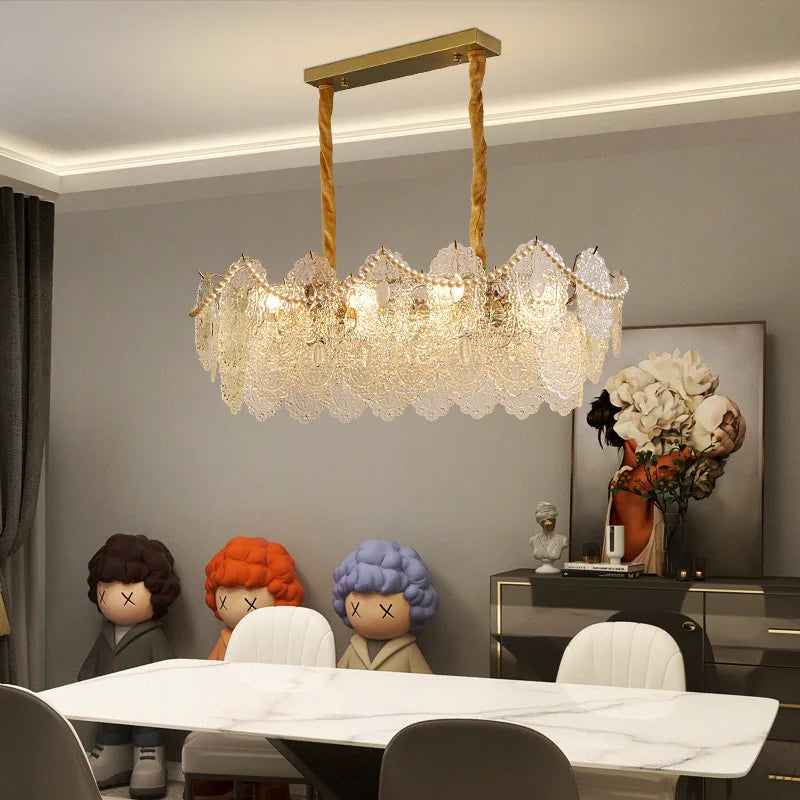 Lampadario in vetro trasparente stile francese, da 40 a 60 cm – dettaglio 1