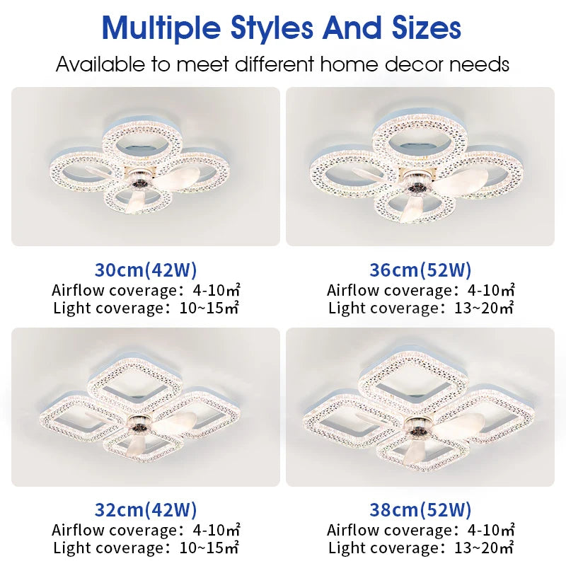 Ventilatore da Soffitto Moderno Silenzioso con Luce, Telecomando, LED Dimmerabile, Lampada Ventilatore in – foto 5
