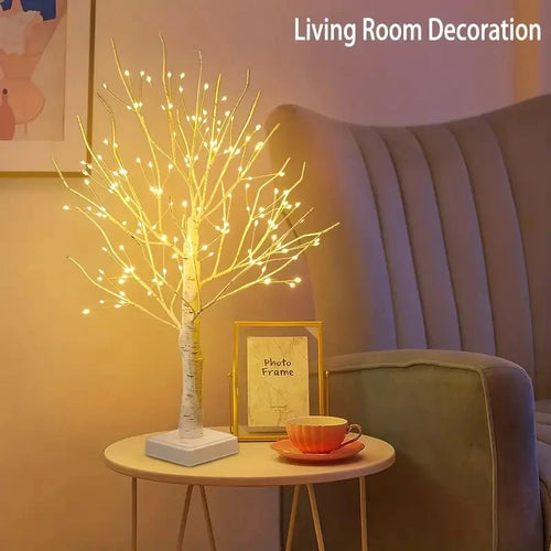 Albero di betulla luminoso a 24 o 144 LED, bianco caldo – dettaglio 1