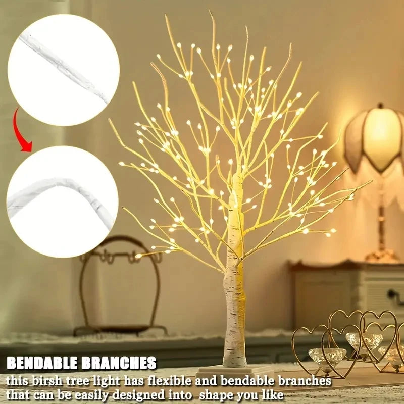 Albero di betulla luminoso a 24 o 144 LED, bianco caldo – dettaglio 3