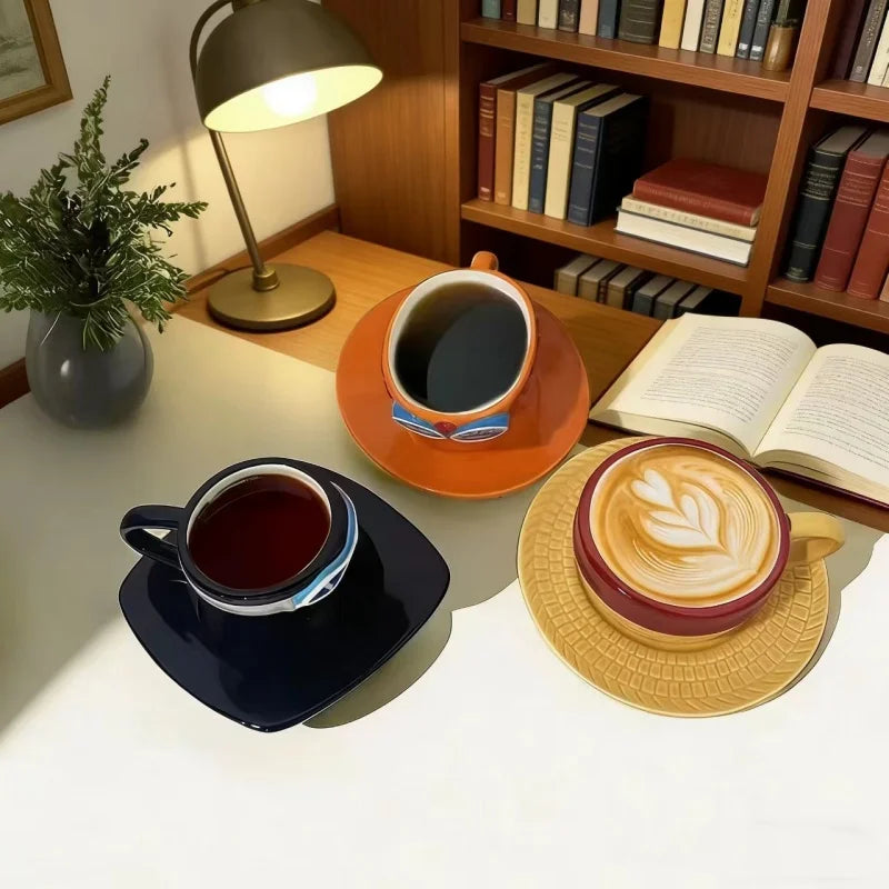 Tazza da Caffè con Piattino in Ceramica Fantasia Anime