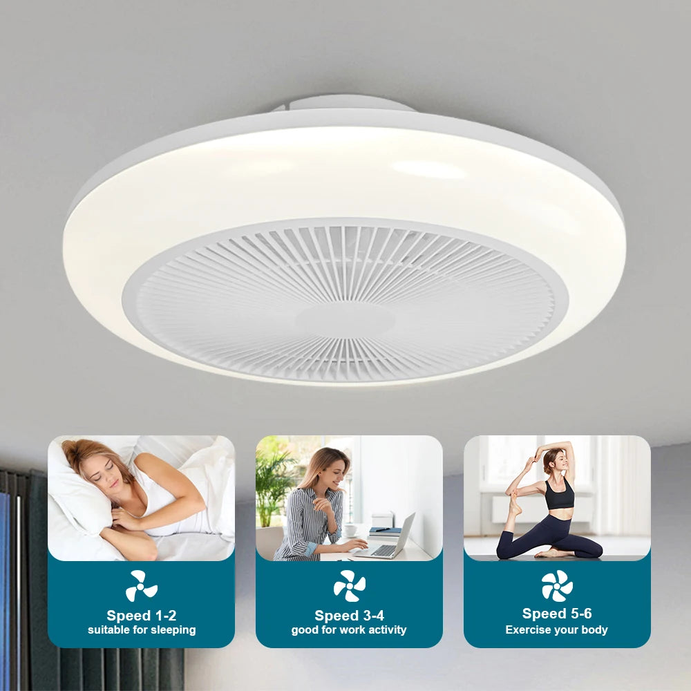 Ventilatore da soffitto a LED con luci, dimmerabile con telecomando, luci decorative per camera da letto e – foto 3