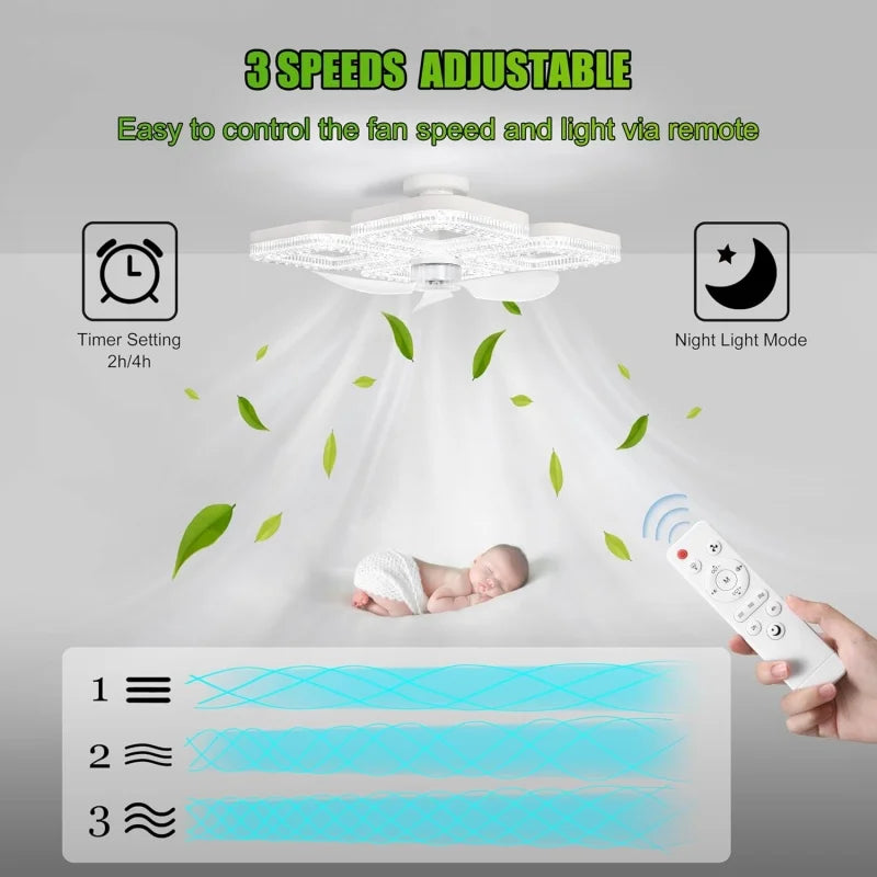 Ventilatore da soffitto con luce, 3 velocità e timer – foto 5