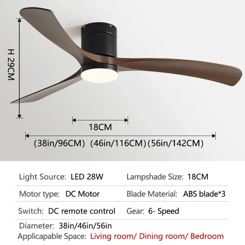 Ventilatore da Soffitto a Basso Profilo 36/46/56 Pollici con Luce, 3 Pale in ABS, Motore DC, Telecomando, LED – foto 12