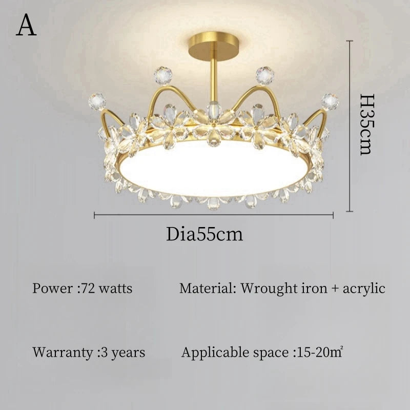 Lampadario a soffitto moderno a LED con corona di cristallo Luci per bambini Camera da letto per ragazze – foto 9