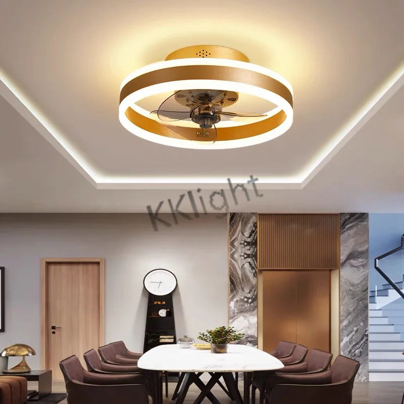 Ventilatore da soffitto moderno con telecomando regolabile velocità del vento LED dimmerabile decorazione in – foto 3