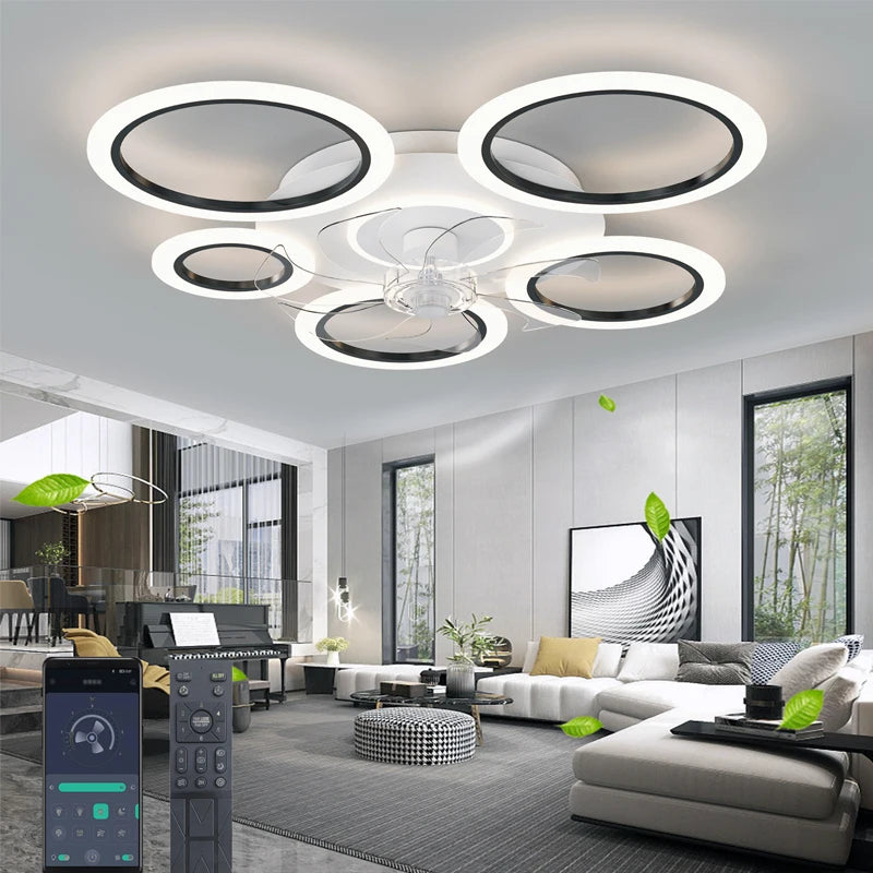 Ventilatore da Soffitto Moderno Bianco Minimalista con Luce, Controllo Intelligente, Sistema di Illuminazione – foto 7