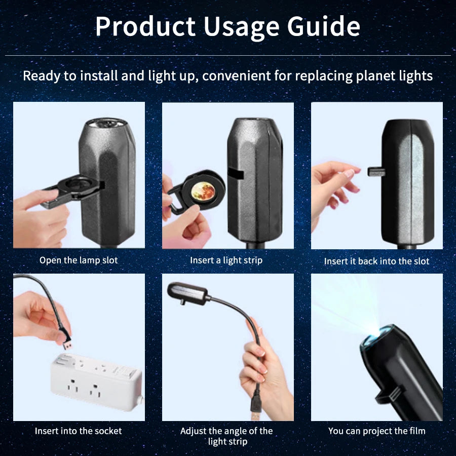 Luce notturna USB con proiettore di pianeti a 360 gradi – dettaglio 4