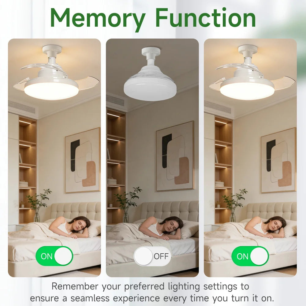 Ventilatore da Soffitto Moderno con Luce, Ventilatore Estivo con Lampada Dimmerabile, Lampadario Ventilatore – foto 6