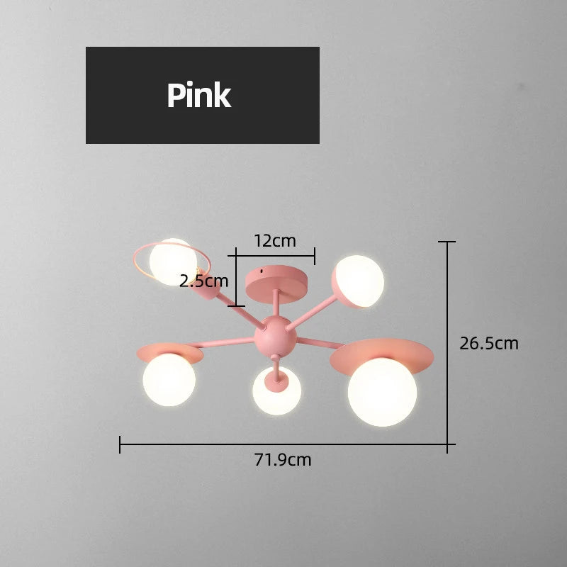 Lampadario per cameretta in vetro, rosa, blu o multicolore – dettaglio 6