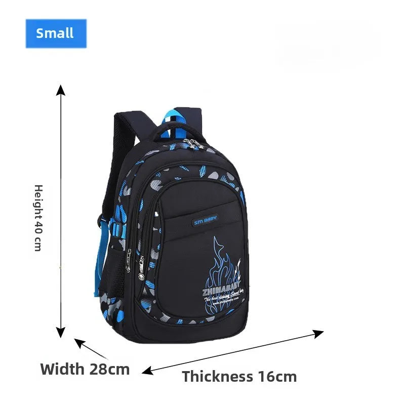 Zaino scolastico in nylon, misura grande o piccola, blu o verde – dettaglio 5