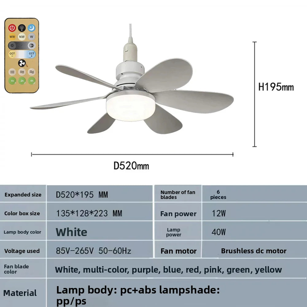 Ventilatore da Soffitto LED 30W/40W con Attacco E27 e Telecomando Dimmerabile per Soggiorni, Uffici e – foto 8