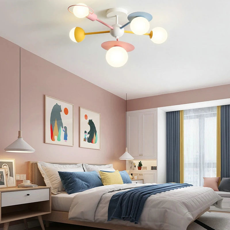 Lampadario per cameretta in vetro, rosa, blu o multicolore – dettaglio 1