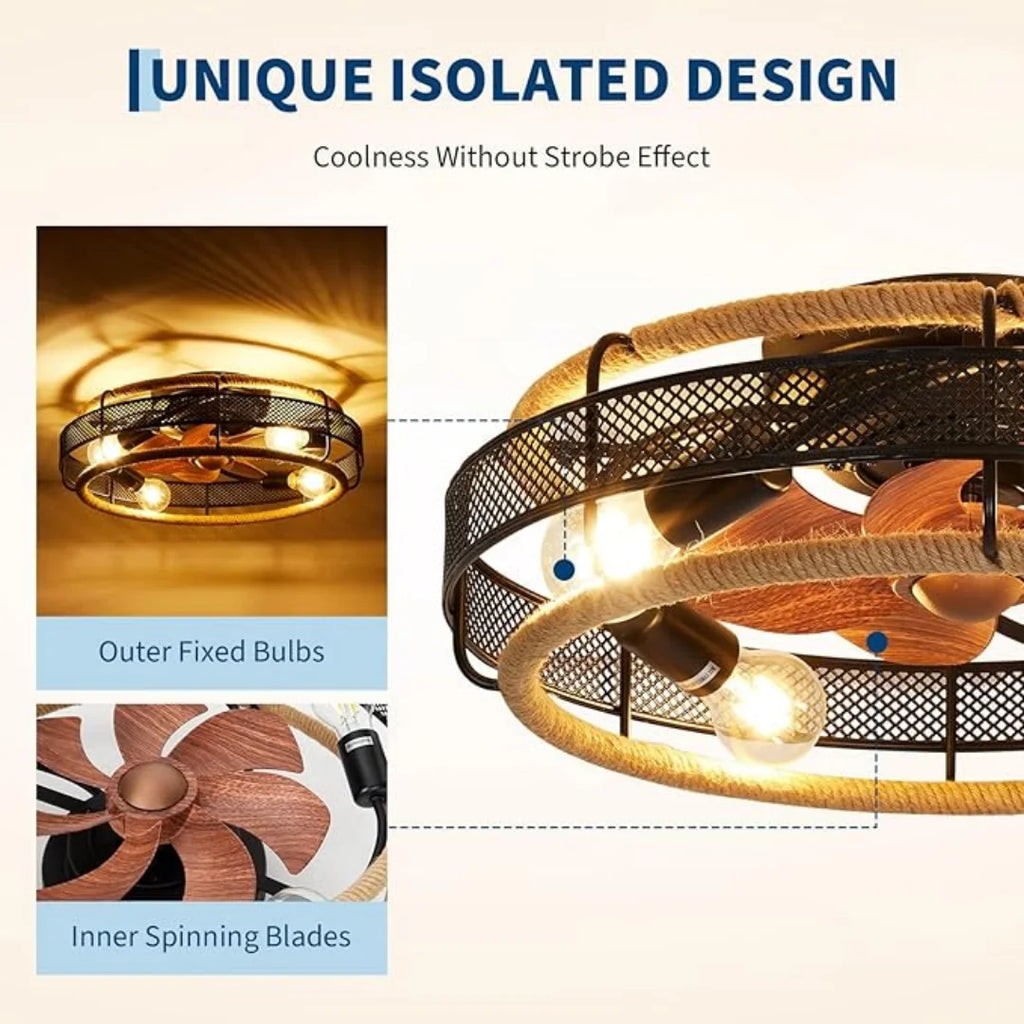 Ventilatore da soffitto 50 cm in ferro battuto con luce – dettaglio 4