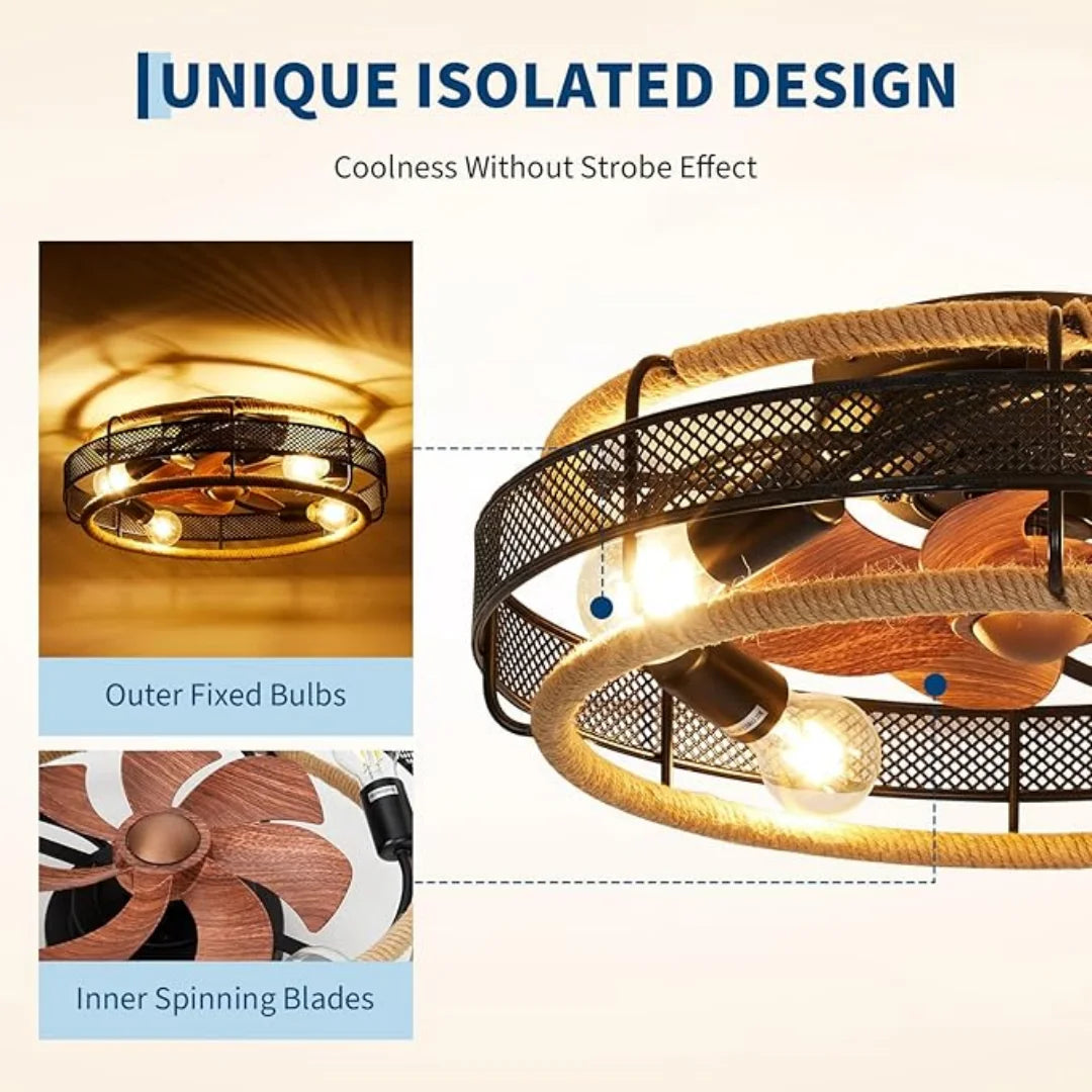 Ventilatore da soffitto 50 cm in ferro battuto con luce – dettaglio 4