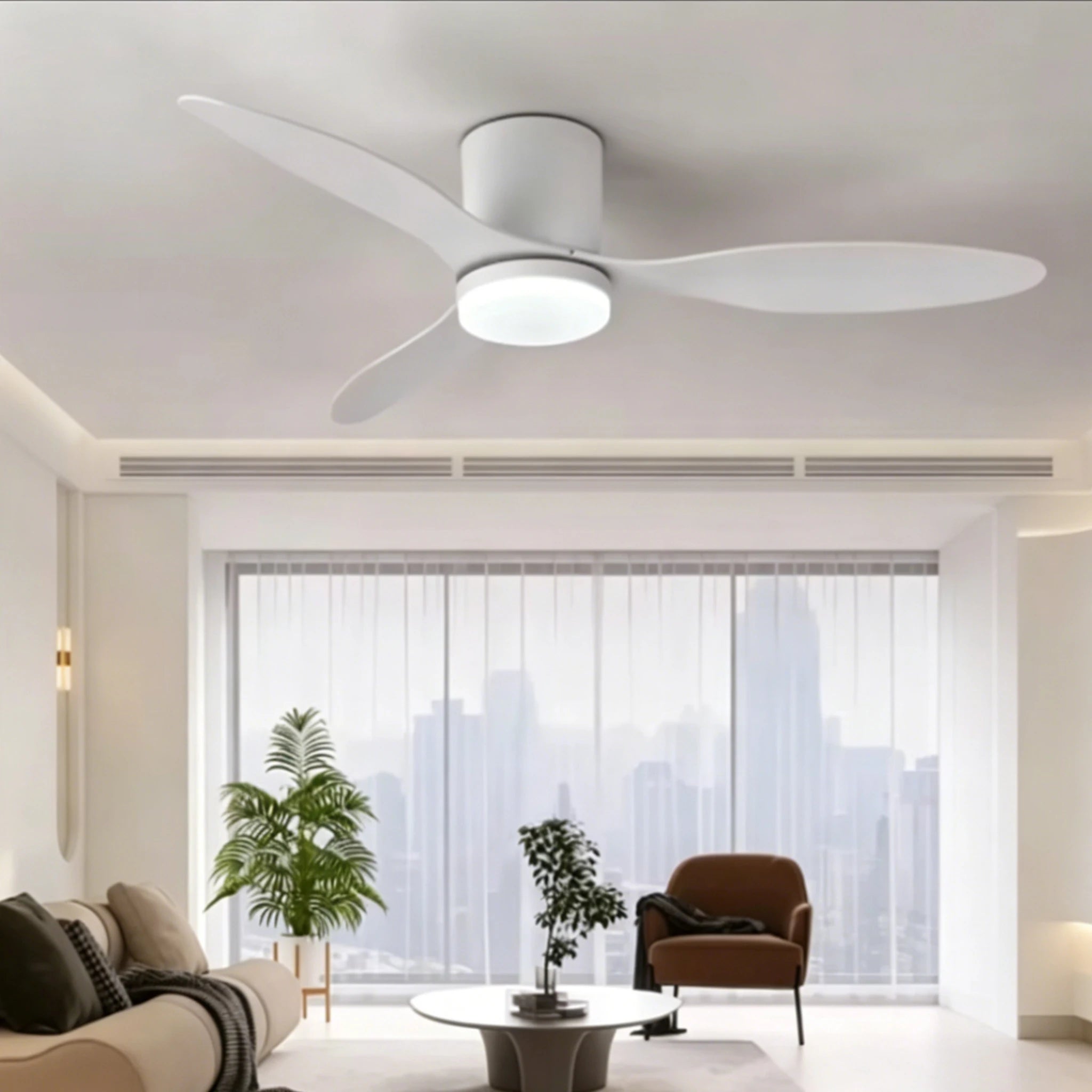 Ventilatore da soffitto moderno a basso profilo con motore DC, ventilatore da soffitto a incasso per interni