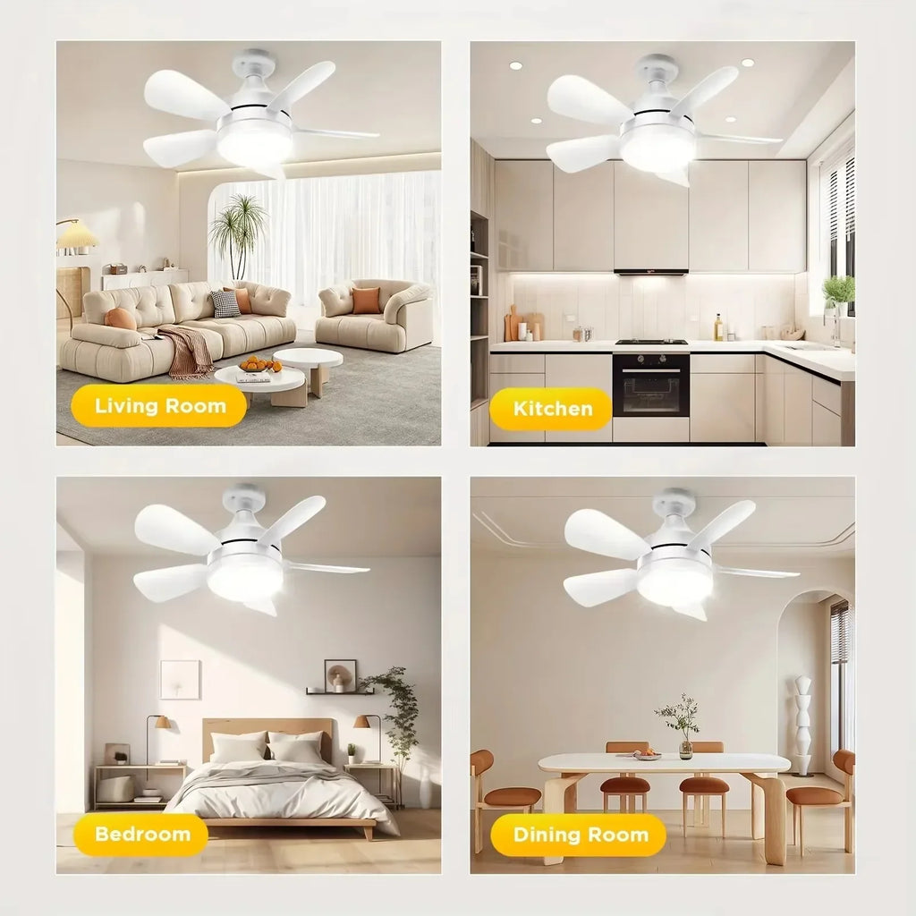 Ventilatore da Soffitto con Luce e Telecomando, 3 Velocità Regolabili, 3 Colori di Luce, Timer, Attacco E27 – foto 6