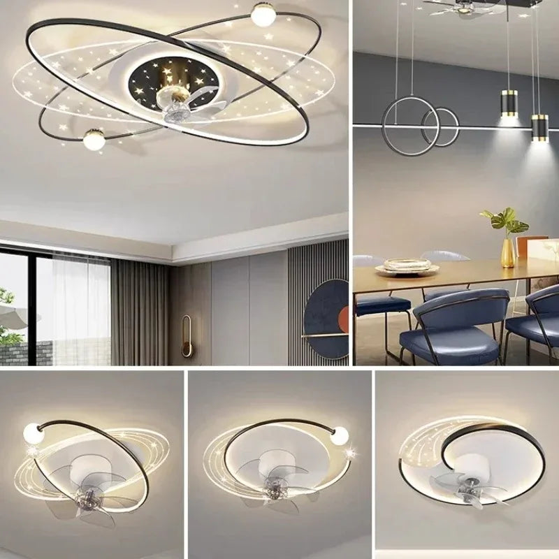 Ventilatore da soffitto a pale retrattili con luce, stile nordico – dettaglio 2