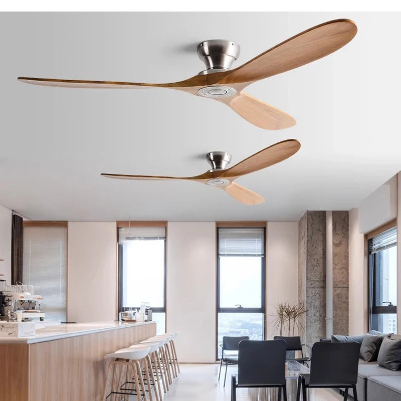Ventilatore da soffitto a basso profilo da 42/52/60 pollici con 3 pale in legno, motore DC, telecomando, per – foto 2