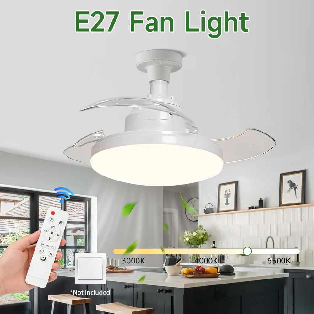Ventilatore da Soffitto Moderno con Luce, Ventilatore Estivo con Lampada Dimmerabile, Lampadario Ventilatore