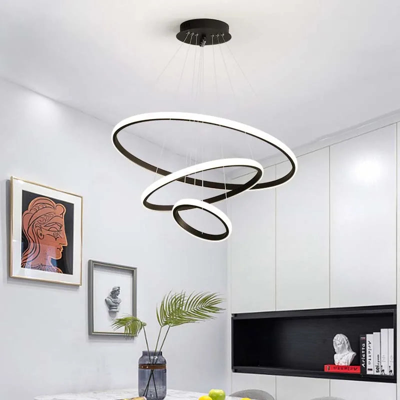 Lampadario moderno per sala da pranzo, oro, bianco o nero