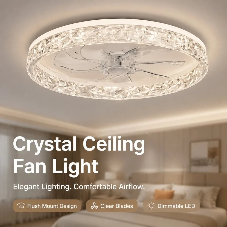 Ventilatore da soffitto moderno con luce, telecomando, dimmerabile, 6 velocità, motore DC, silenzioso