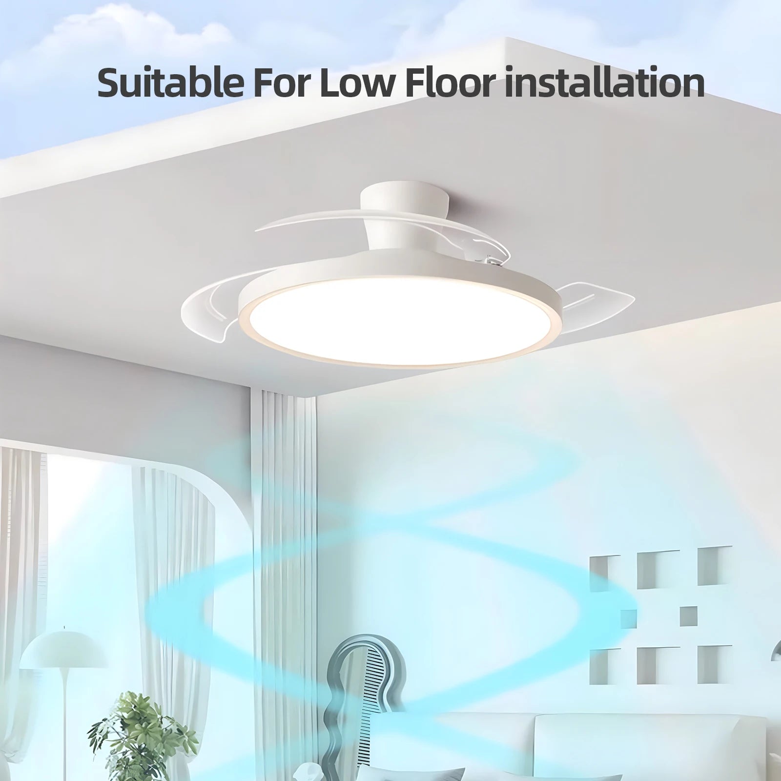 Ventilatore da soffitto silenzioso con pale retrattili e luce – dettaglio 2