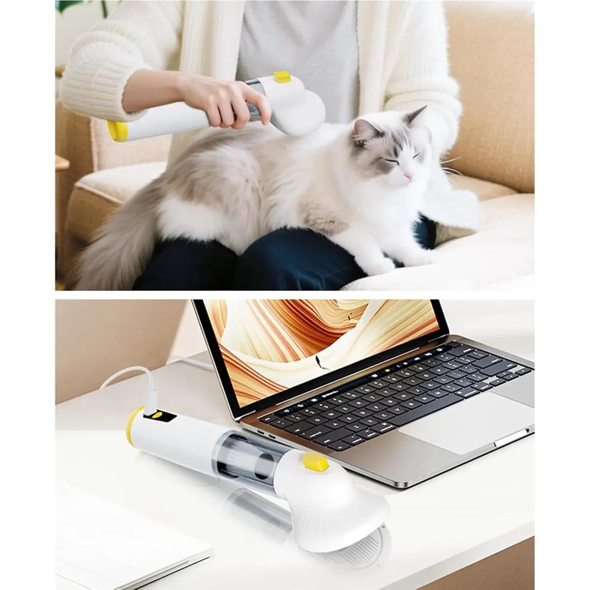 Spazzola aspirante senza fili per peli di cane, kit completo