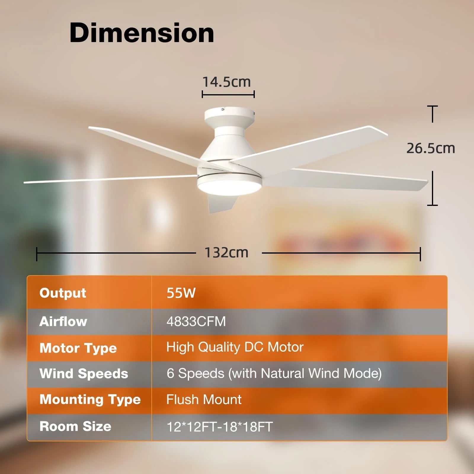 Ventilatore da soffitto moderno con luce LED e telecomando – dettaglio 6