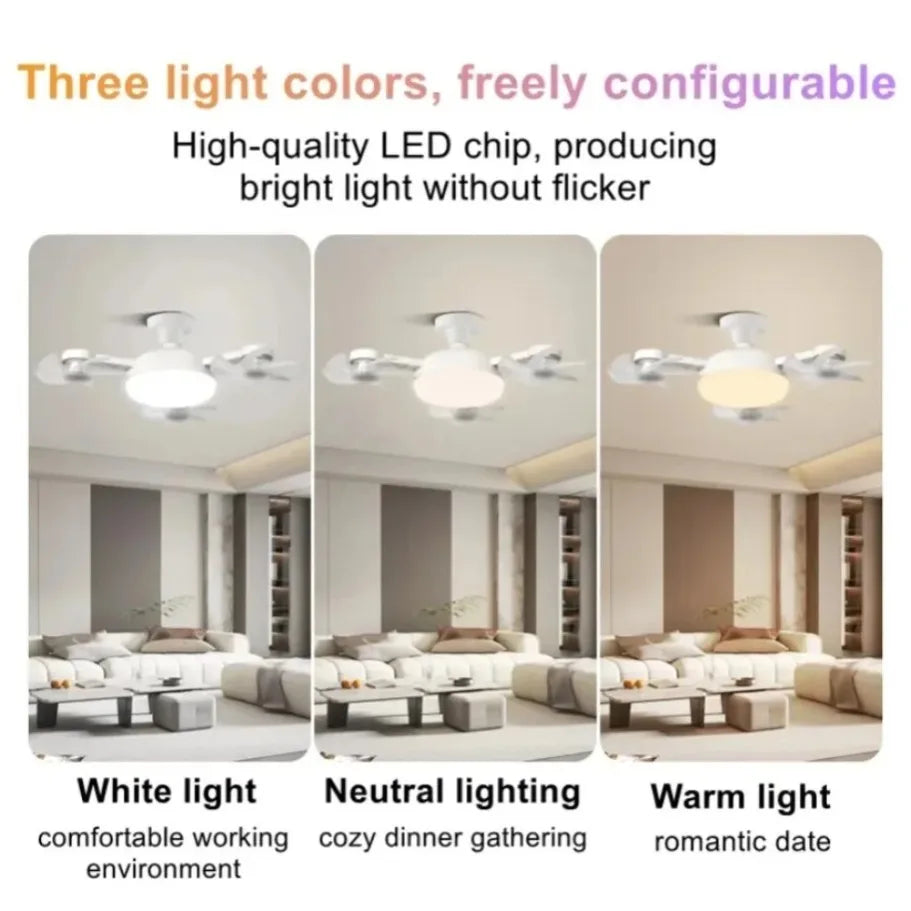 Ventilatore da soffitto stile drone con teste orientabili e luce – dettaglio 1