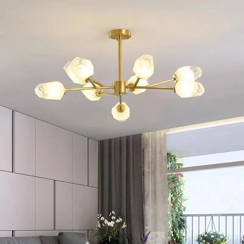 Lampadario a rami con fiori in vetro, da 6 a 18 luci – dettaglio 1