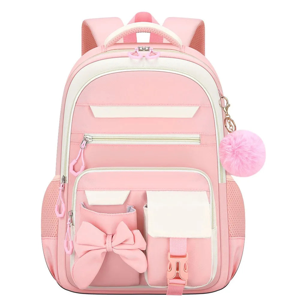 Zaino scolastico da bambina con fiocco e tasche multiple – foto 21