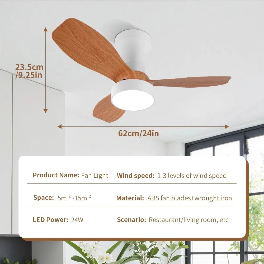 Ventilatore da soffitto con telecomando Illuminazione da soffitto Piccolo a tre foglie per camera da letto – foto 8